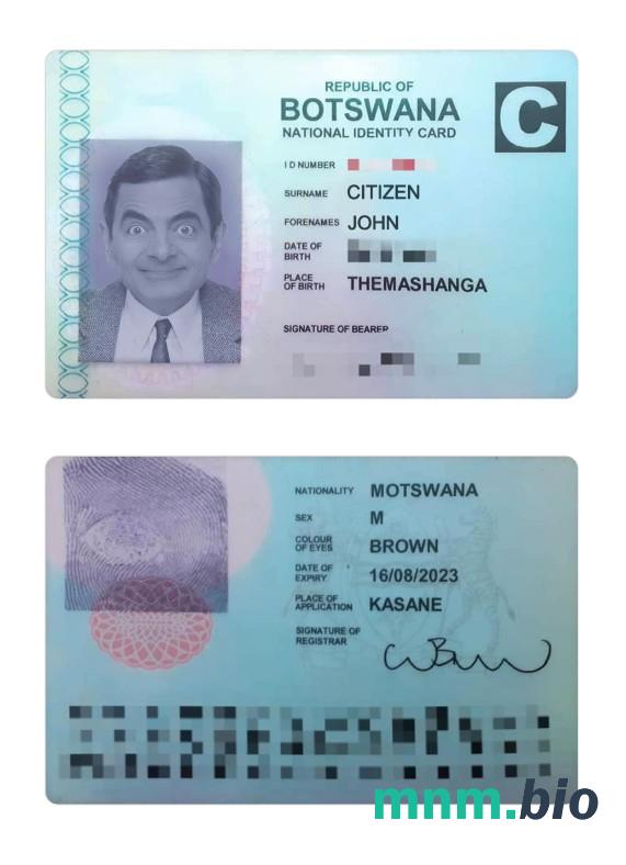 Przykład krajowej karty identyfikacyjnej Botswany w formacie PSD, w pełni edytowalny